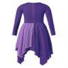Winnrchan Long Sleeve Praise Dance Dress for Girls Metallic Liturgical Worship Dance Costumes Asymmetrical Church Robe Tunic Lavender 6 Years view 4