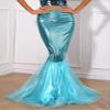 Hansber Women's Halloween Costume 3D Print Mermaid Leggings Fish Scale Compression Pants Cosplay Trousers Clubwear BlueA Large view 2