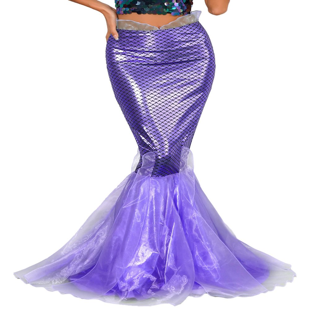 Hansber Women's Halloween Costume 3D Print Mermaid Leggings Fish Scale Compression Pants Cosplay Trousers Clubwear PurpleA XX-Large