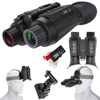 Braveking1 Night Vision Goggles with 3D Vision Effect 8 X Digital Zoom Completely Independent Adjust Binoculars 4K Video Recording 7 Infrared Binocular for Adults, Viewing in 100% Darkness(32GB Card)