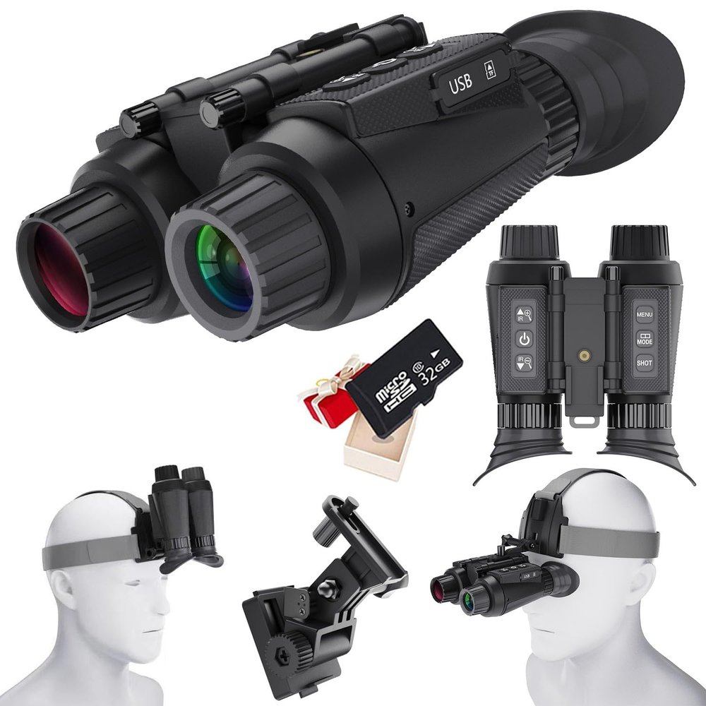 Braveking1 Night Vision Goggles with 3D Vision Effect 8 X Digital Zoom Completely Independent Adjust Binoculars 4K Video Recording 7 Infrared Binocular for Adults, Viewing in 100% Darkness(32GB Card)