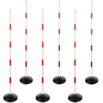 ASENVER Red-White Soccer Agility Pole Set Rubber Base Dribbling Stick Traffic Warning Sign Pole Multifunctional Training Pole (4.9 FT, Pack of 6)