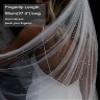 ELAWBTY 1 Tier Pearl Fingertip Length Wedding Bridal Veil With Metal Comb Ivory F55 view 2