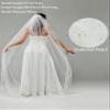 ELAWBTY 1 Tier Pearl Fingertip Length Wedding Bridal Veil With Metal Comb Ivory F55 view 4