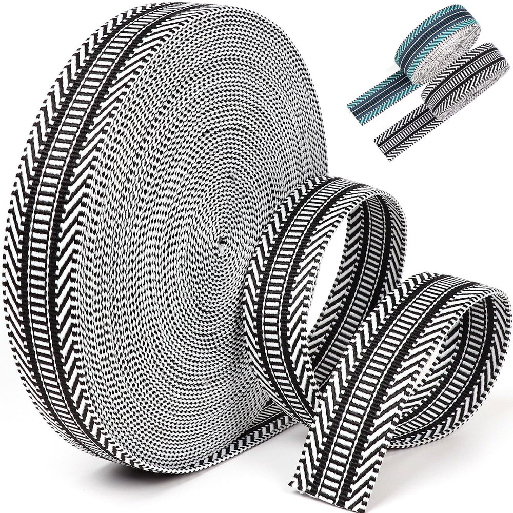 PECMER 21 Yards Black Jacquard Cotton Webbing-Nylon Webbing 1.5 inch-Straps Seat Belt Ribbon Polyester Webbing for Crafts Pet Collars Leash Backpack Strap Belt -38mm 1 1/2 inch