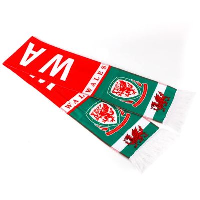 2-pack Of Soccer National Team Scarves,Soccer Fans Souvenir Double Side Logo Print Scarf,World Top 40 National Team Scarf(Wales)