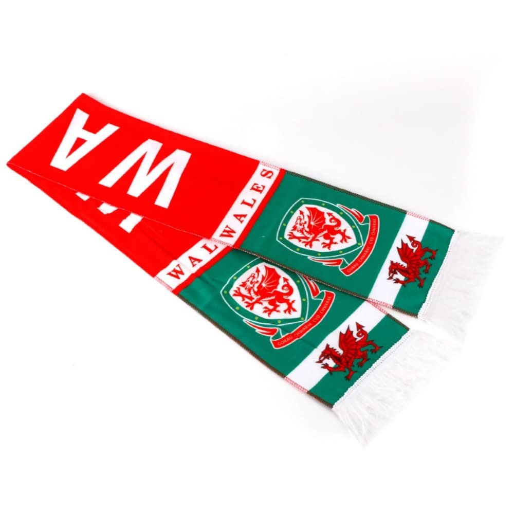 2-pack Of Soccer National Team Scarves,Soccer Fans Souvenir Double Side Logo Print Scarf,World Top 40 National Team Scarf(Wales)