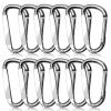 XIECHANEE Large Carabiner D Ring Clip 3", 12PCS Silver Aluminum Caribeaner Keychain, Spring Snap Hook for Keychain Clip view 1