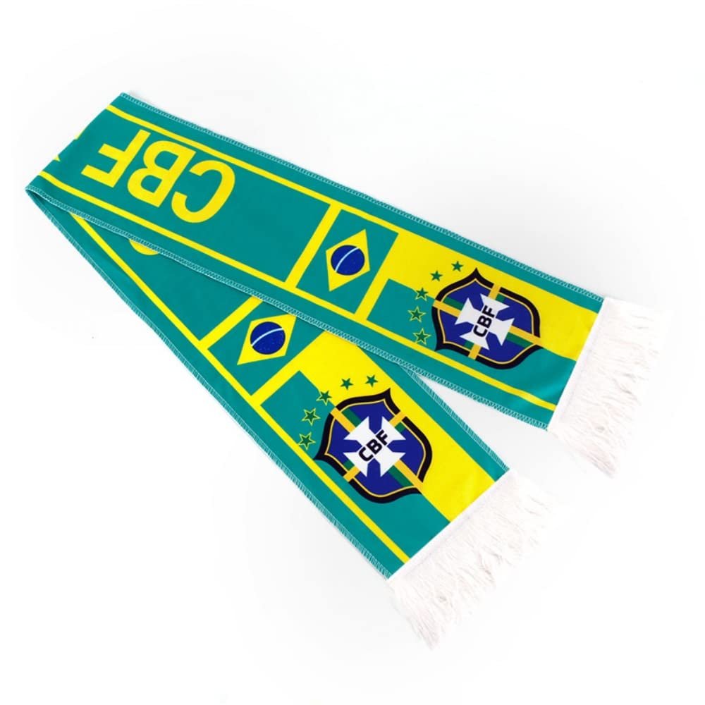 2-pack Of Soccer National Team Scarves,Soccer Fans Souvenir Double Side Logo Print Scarf,World Top 40 National Team Scarf (Brazilian)