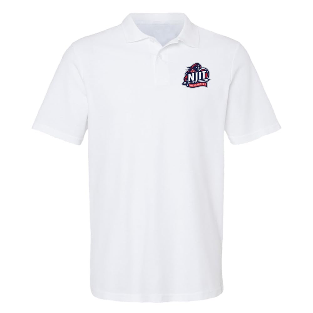 Campus Lab New Jersey Institute of Technology Primary Logo Men's Adult 100% Cotton Knit Polo Shirt, White, 3X-Large