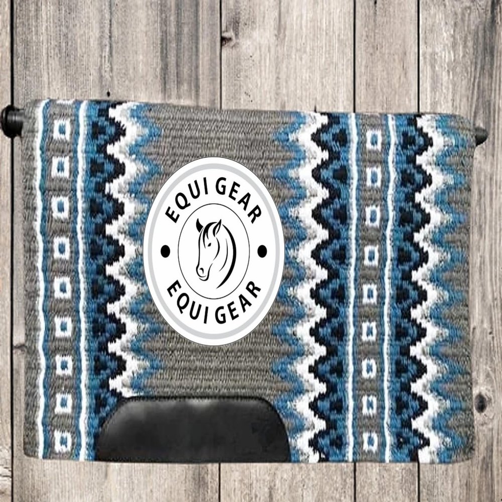 EQUIGEAR Horse Western Show Saddle pad/New Zealand Wool Western Saddle Blanket Top Wool Pad Sensor Flex (Customization Available) B13 (34x32)