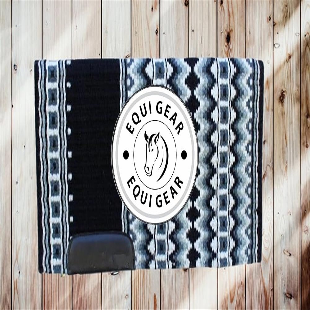 EQUIGEAR Horse Western Show Saddle pad/New Zealand Wool Western Saddle Blanket Top Wool Pad Sensor Flex (Customization Available) B10 (34x32)