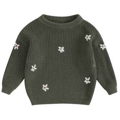 Mubineo Baby Girl Winter Clothes Cute Flower Sweater Crewneck Pullover Long Sleeve Knit Newborn Infant Sweaters (US, Age, 3 Years, 4 Years, Army Green)