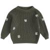 Mubineo Baby Girl Winter Clothes Cute Flower Sweater Crewneck Pullover Long Sleeve Knit Newborn Infant Sweaters (US, Age, 3 Years, 4 Years, Army Green) view 1