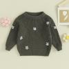 Mubineo Baby Girl Winter Clothes Cute Flower Sweater Crewneck Pullover Long Sleeve Knit Newborn Infant Sweaters (US, Age, 3 Years, 4 Years, Army Green) view 2