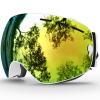 Ski Goggles,OTG Anti-Fog Snowboard Skate Snowmoblie Interchangeable Double Layer Spherical Lens Frameless Snow Goggles Men Women JULI BNCMatte White Frame+ 13.5% Gold Len view 1