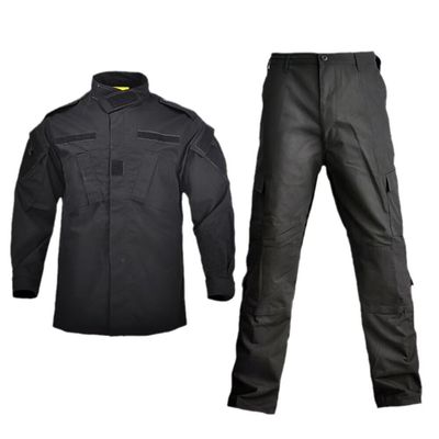 Lilychan Mens Tactical Military Hunting Suits Long Sleeve Rip-Stop BDU Uniforms Combat Shirt and Pants (Black, X-Large)