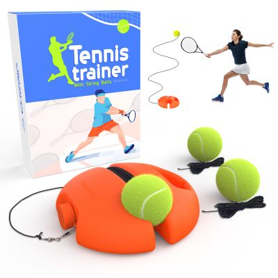 CHEGIF Tennis Trainer Rebound Ball with 3 String Balls, Portable Tennis Training Tool Suitable for Beginners Sport Exercise-Blue (Orange)