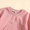 Baby Boys Girls Round Neck Long Sleeve Solid Color 2pcs Top Pants For Autumn Winter Outfits Daily (Pink, 6-12 Months) view 3