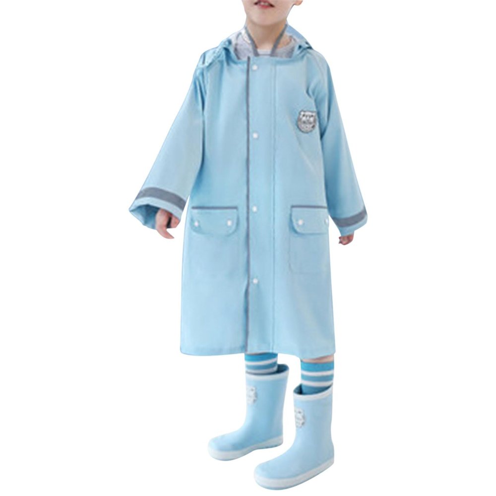 Toddler Solid Raincoat Boys Girls Rain Poncho Lightweight Waterpoof Kids Rain Jacket Children (zz-Blue, 8-9 Years)