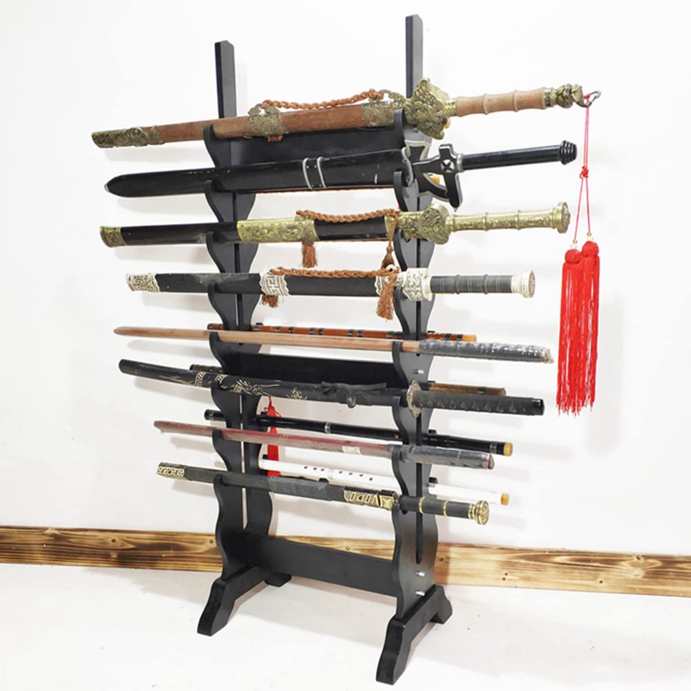 Sword Stand Holder - Multilayer Floor Standing Bracket Display Weapon Rack, 16-24 Tier Vertical Martial Arts Sword Hanger, Flute Rack, Fishing Rod, Musical Instrument Storage Shelf