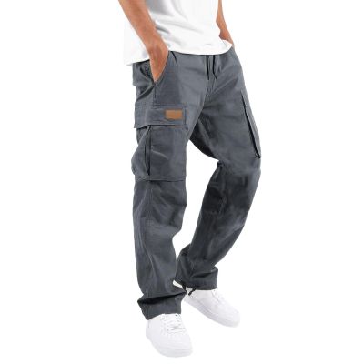 WZIKAI Mens Cargo Pants Casual Joggers Hiking Pants Loose Straight Athletic Workout Sweatpants with Pockets Gray XL