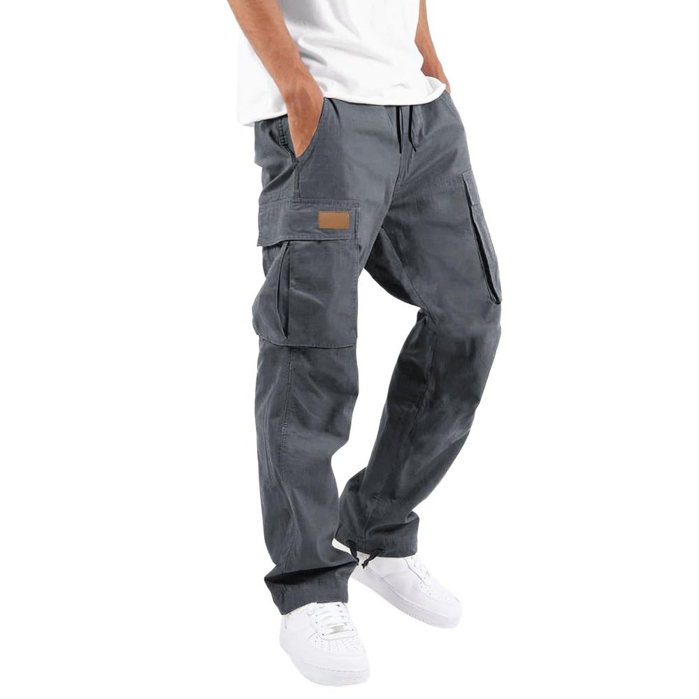 WZIKAI Mens Cargo Pants Casual Joggers Hiking Pants Loose Straight Athletic Workout Sweatpants with Pockets Gray XL