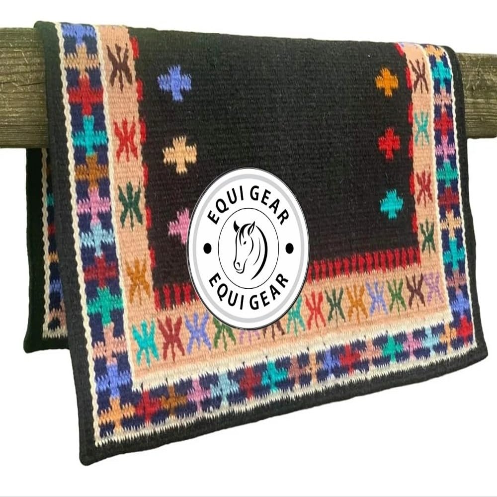 EQUIGEAR Horse Western Ranch Saddle pad/New Zealand Wool Western Saddle Blanket Top Wool Pad Sensor Flex (Customization Available) B17 (34x36)