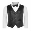 Lars Amadeus Black Waistcoat for Men's PU Faux Leather Western Vest Bowtie XX-Large Black view 2