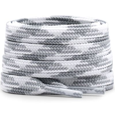 DELELE Flat Colored Shoelaces for Sneakers: 71 inch Grey and White Thin Argyle Shoe Laces 2 Pair