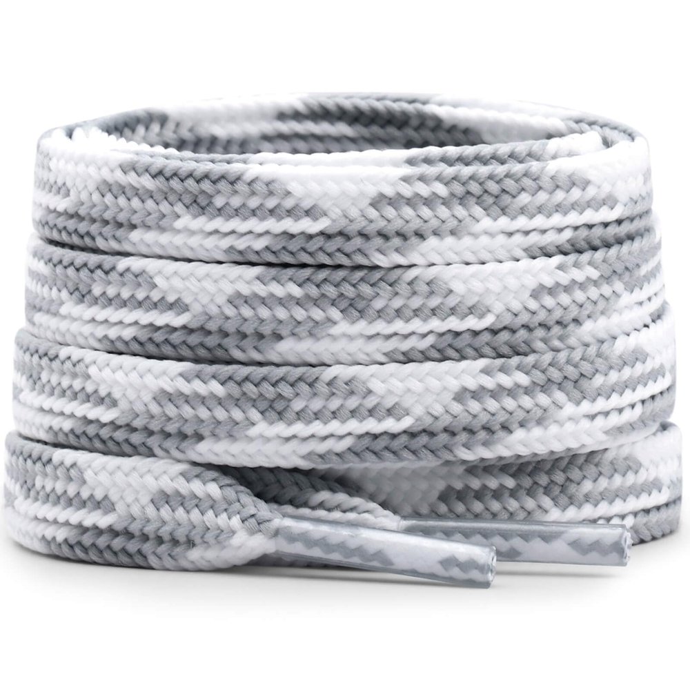 DELELE Flat Colored Shoelaces for Sneakers: 71 inch Grey and White Thin Argyle Shoe Laces 2 Pair