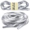 DELELE Flat Colored Shoelaces for Sneakers: 71 inch Grey and White Thin Argyle Shoe Laces 2 Pair view 2