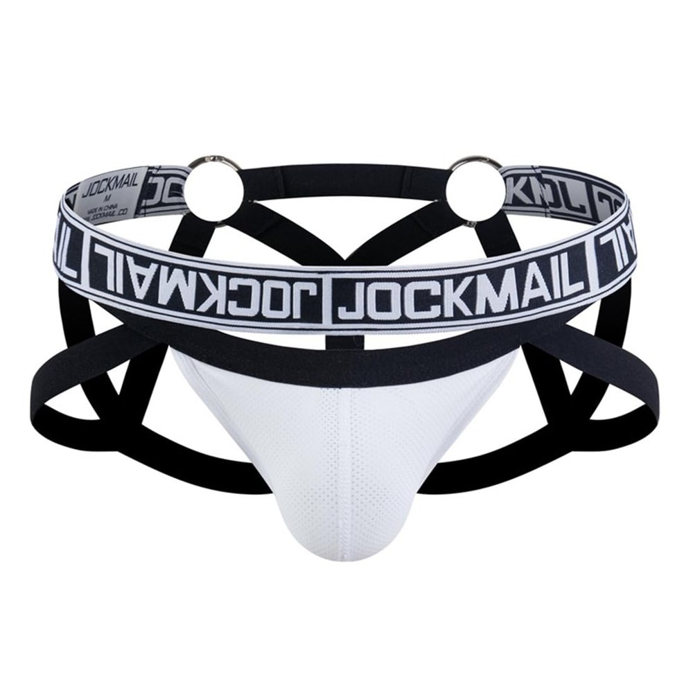 Mens Mesh Jockstrap Breathable Athletic Supporters Mens Thongs Jock Strap Male Underpants (Medium, 252white)