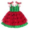 Baby Girls 1st Birthday Watermelon Outfit First Birthday Party Dresses Toddlers One Year Old Smash Cake Bowknot Strap Tulle Ruffle Tutu Princess Pageant Wedding Special Occasion Clothes Red 2-3 Years view 1