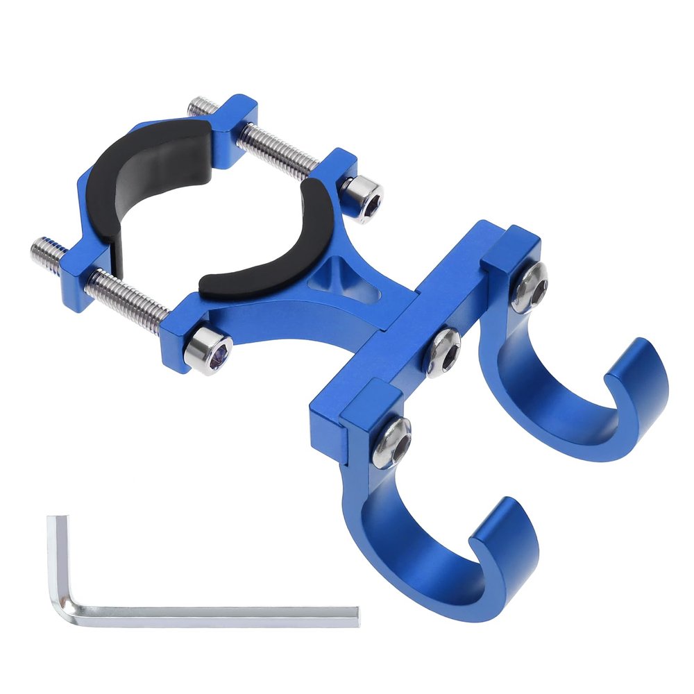 Create idea Aluminum Alloy Double Hook Holder Claw Hook Storage Bag Hook for 18mm-35mm Handlebar Diameter Blue