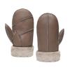 MGGMOKAY Men Leather Mittens Shearling Sheepskin Fur Lined Winter Mitten Gloves,Light Brown,M view 1