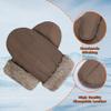MGGMOKAY Men Leather Mittens Shearling Sheepskin Fur Lined Winter Mitten Gloves,Light Brown,M view 2