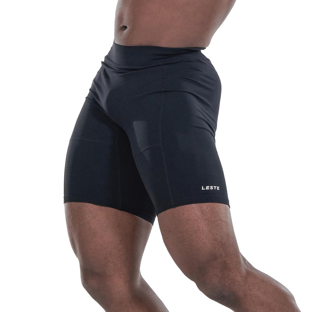 LESTE MuscleWrap AIR 5  Mens Breathable Leggings, Mens Compression Sports Short Workout Athletic Training Tights Pants Black