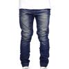 JEKE-DG Mens Washed Tapered Leg Jeans Distressed Skinny Stretch Denim Pants Slim Fit Casual Sweatpants with Pocket (34,Dark Blue 2)