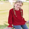 Haloumoning Girls Long Sleeve Shirts Kids Fashion Crew Neck Tunic Tops Blouse 5-14 Years Red view 3