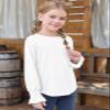 Haloumoning Girls Long Sleeve Shirts Kids Fashion Crew Neck Tunic Tops Blouse 5-14 Years White view 2