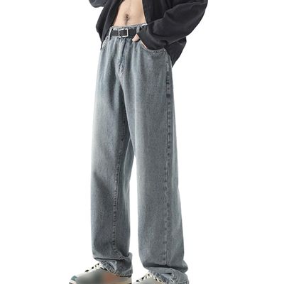 Mens Straight Jeans Wide Leg Baggy Loose Fit Denim Pants Y2K Vintage Casual Long Trousers (XX-Large,Nostalgia Blue 3)