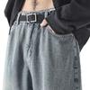 Mens Straight Jeans Wide Leg Baggy Loose Fit Denim Pants Y2K Vintage Casual Long Trousers (XX-Large,Nostalgia Blue 3) view 4