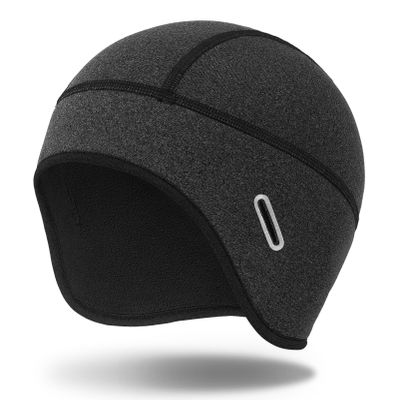 MELASA Winter Helmet Liner Skull Cap for Men Women, Fleece Lined Warm Cycling Cap with Glasses Holes, Thermal Hat Beanie for Running Cycling Motorcycle(Dark Gray)