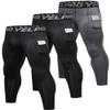 Queerier 3 Pack Men's Compression Pants Athletic Leggings with Pockets Running Baselayer Tights Cycling Workout Pants view 1