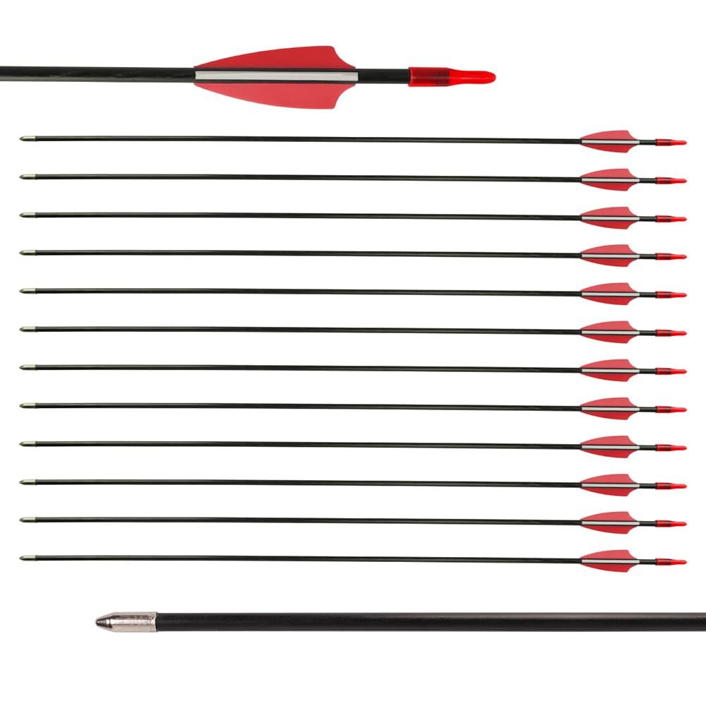 LWANO 28" Fiberglass Arrows - Archery Practice Target Arrows with Blunt Tips Durable Shaft for Youth Kids Children Beginners on Recurve&Long Bows(Pack of 12)