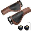 TOPCABIN Bicycles Handlebar Grips, Aluminum Lock-on Ergonomic Bike Grips, Cushion Vibrations Comfort Bike Handlebar Grips, Mountain MTB BMX Bicycles Grips for Scooter (Ergonomic PU-Brown&Black) view 1
