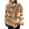 Lmdudan Women's Fur Jacket 2023 Fashion Faux Fox Fur Coat Solid Color Winter Warm Overcoat Long Sleeve Plush Cardigan Tops view 1