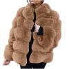 Lmdudan Women's Fur Jacket 2023 Fashion Faux Fox Fur Coat Solid Color Winter Warm Overcoat Long Sleeve Plush Cardigan Tops view 4