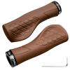 TOPCABIN Bicycles Handlebar Grips, Aluminum Lock-on Ergonomic Bike Grips, Cushion Vibrations Comfort Bike Handlebar Grips, Mountain MTB BMX Bicycles Grips for Scooter (Ergonomic Rubber(Brown)) view 1